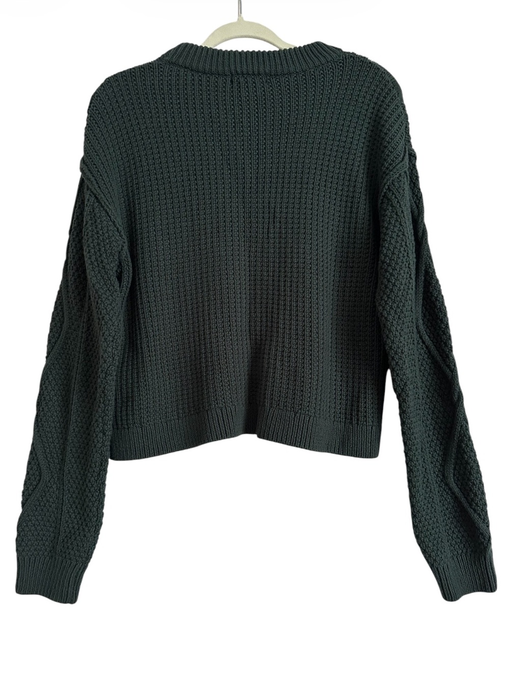 Quince Organic Cotton Cable Knit Cropped
Sweater Dark Spruce NWT S - Picture 5 of 14